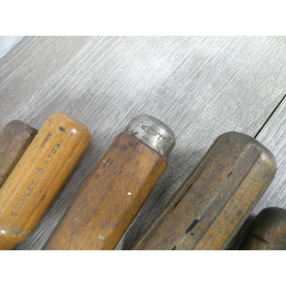 Vintage Stanley Wood Handle Screwdriver Lot Set Carpentry Woodworking Tools USA
